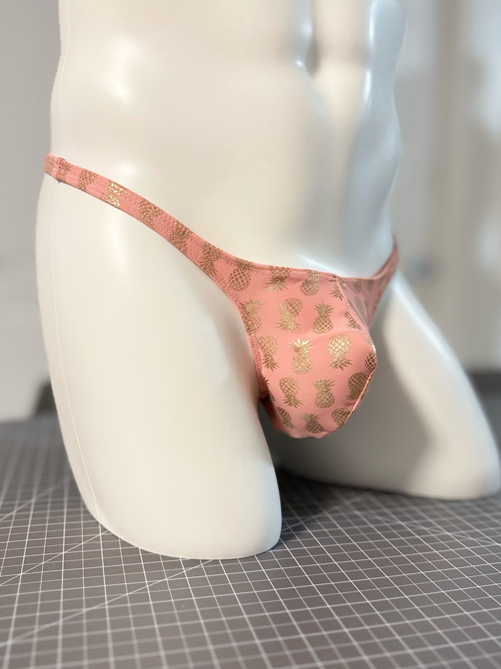 Metallic Pineapple Print Bikini Brief - Pink with Gold - Picture 3 of 7